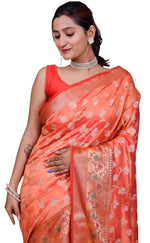 Organza Saree with Hot Pink Jacquard Border in Berlin