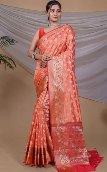 Organza Saree with Hot Pink Jacquard Border in Berlin