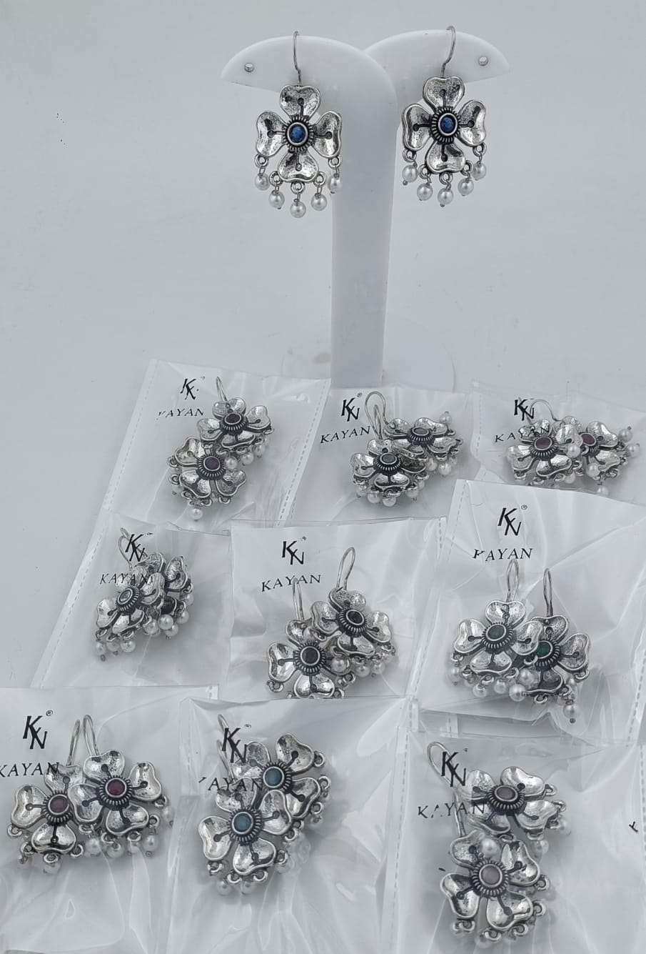OXIDISED PETALS BEADS DROP EARRING in Berlin Namma Markt
