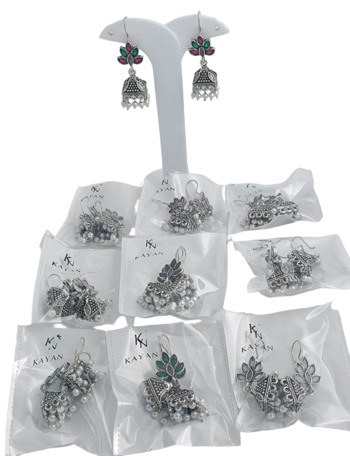 Traditional Oxidized Embellished Jhumki Earrings in Berlin