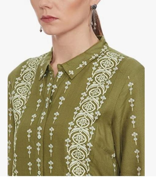 Woman Rayon Olive Green A-Line Long Dress Maxi in Germany