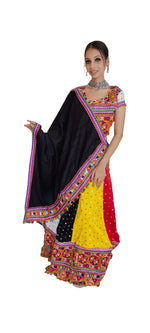 Multicolor Gujrati Navratre Bandhani Lehenga for women in Germany