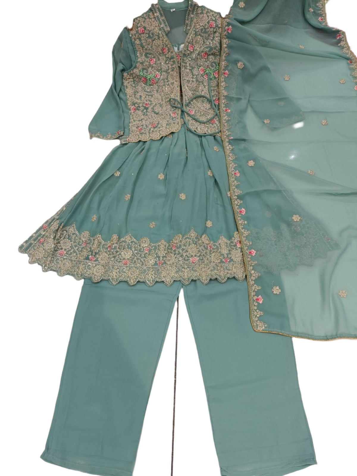Girls Georgette Kurti Pant Set in Germany