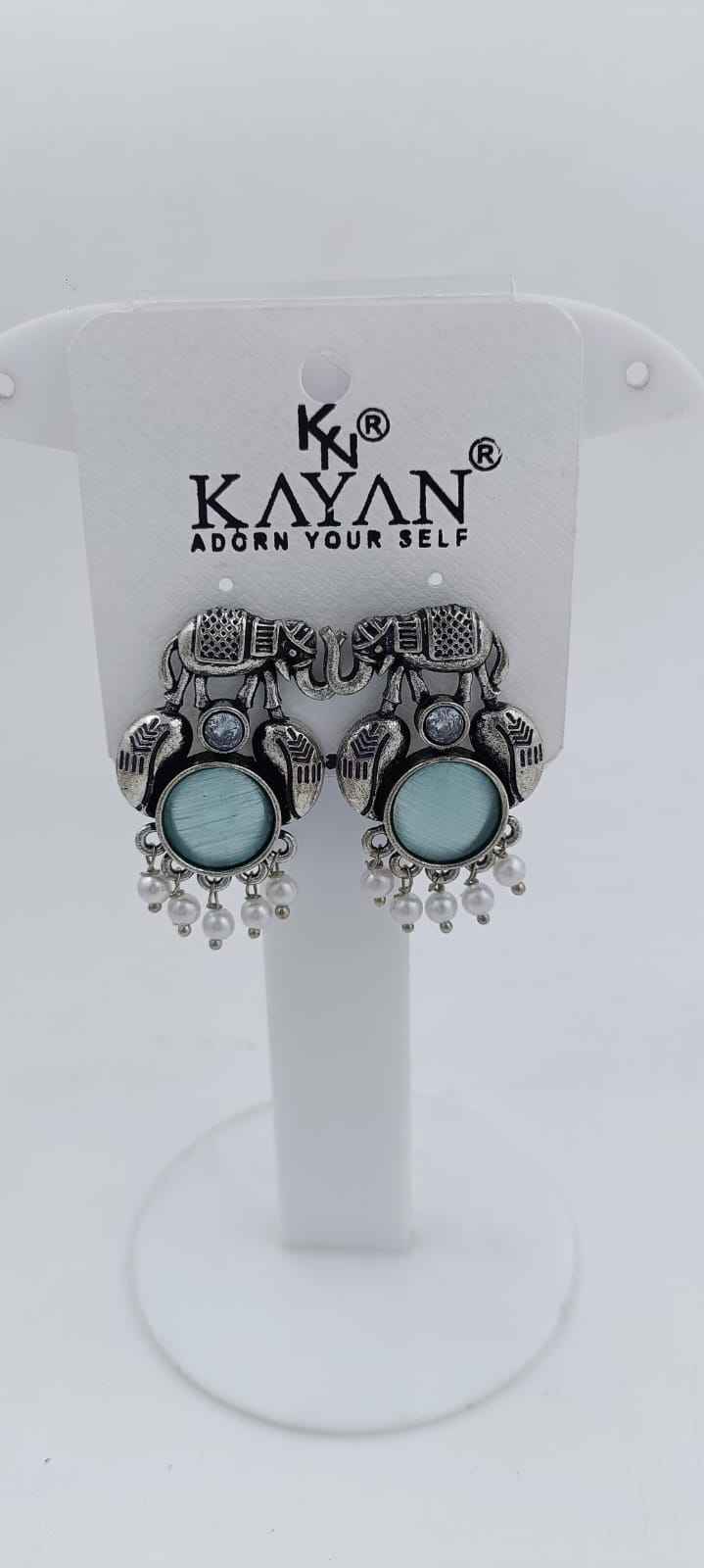 Monalisa Stone Elephant Shape Silver Replica Stud Earring in Germany
