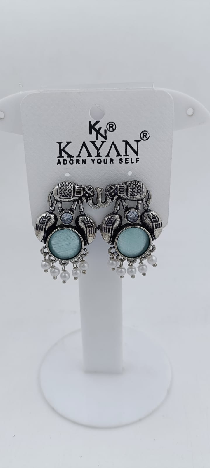 Monalisa Stone Elephant Shape Silver Replica Stud Earring in Germany