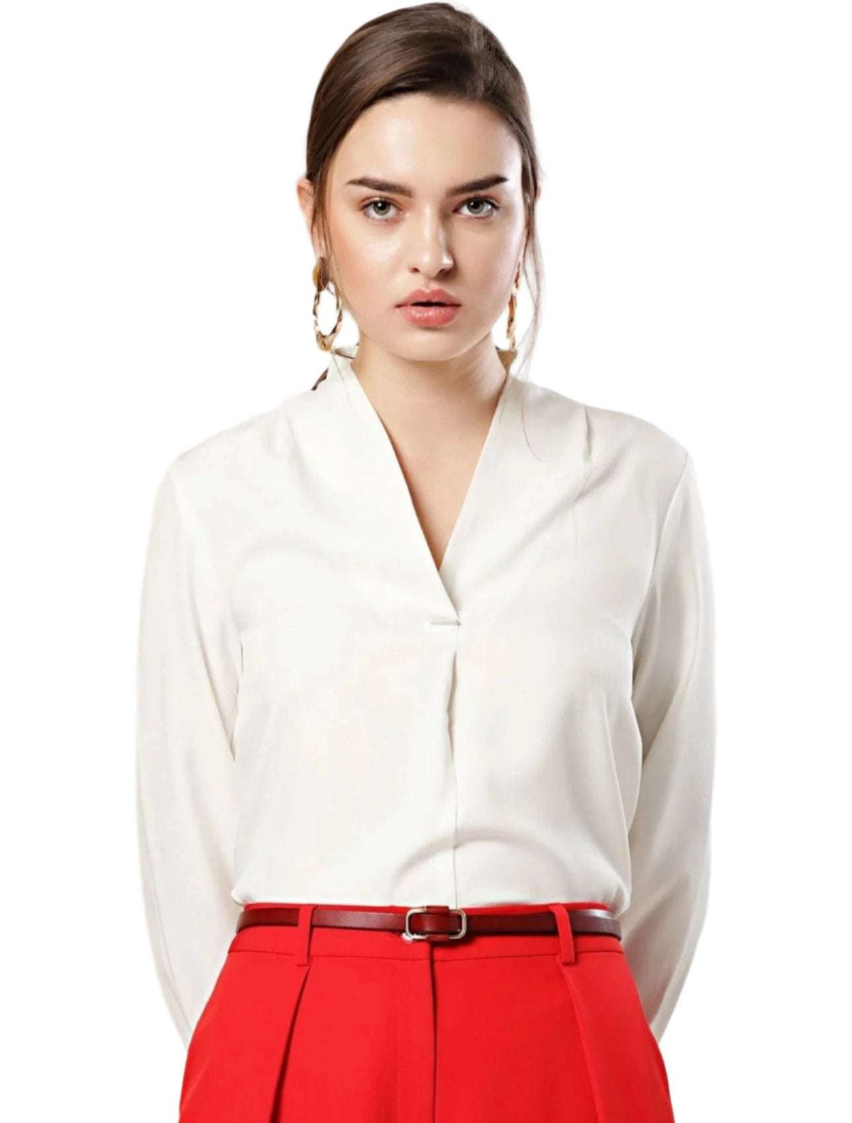 Casual Regular Sleeves Solid Women White Top in Berlin