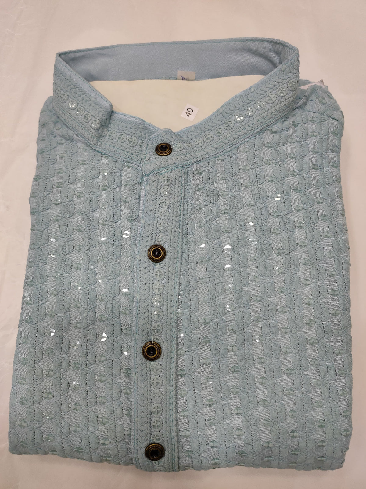 Men's Kurta Churidar with Embroidery Cotton Rayon Light Sky Blue in Berlin