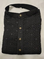 Men's Kurta Churidar with Embroidery Cotton Rayon Black in Munich