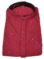 Men's Kurta Churidar with Embroidery Cotton Rayon Red in Berlin