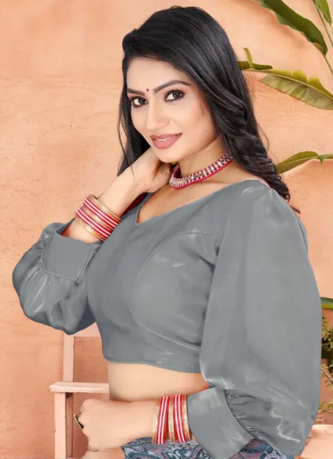 Organza Plain full Sleeves Readymade Blouse in Berlin