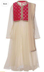 Pink And Beige Anarkali Viscose Suit Set in Berlin