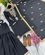 Gorgeous Black Chinon Silk With Sequence Work Sharara Suit With Dupatta in Germany