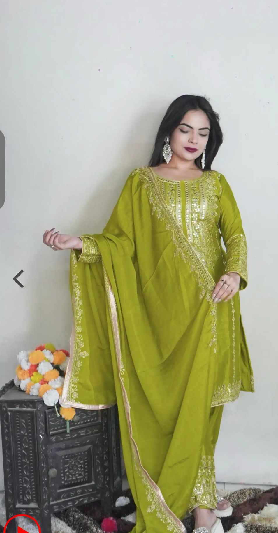 Elegant Pure Chinnon Silk Embroidery Pant Suit in Munich
