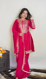 Elegant Pure Chinnon Silk Embroidery Pant Suit in Essen