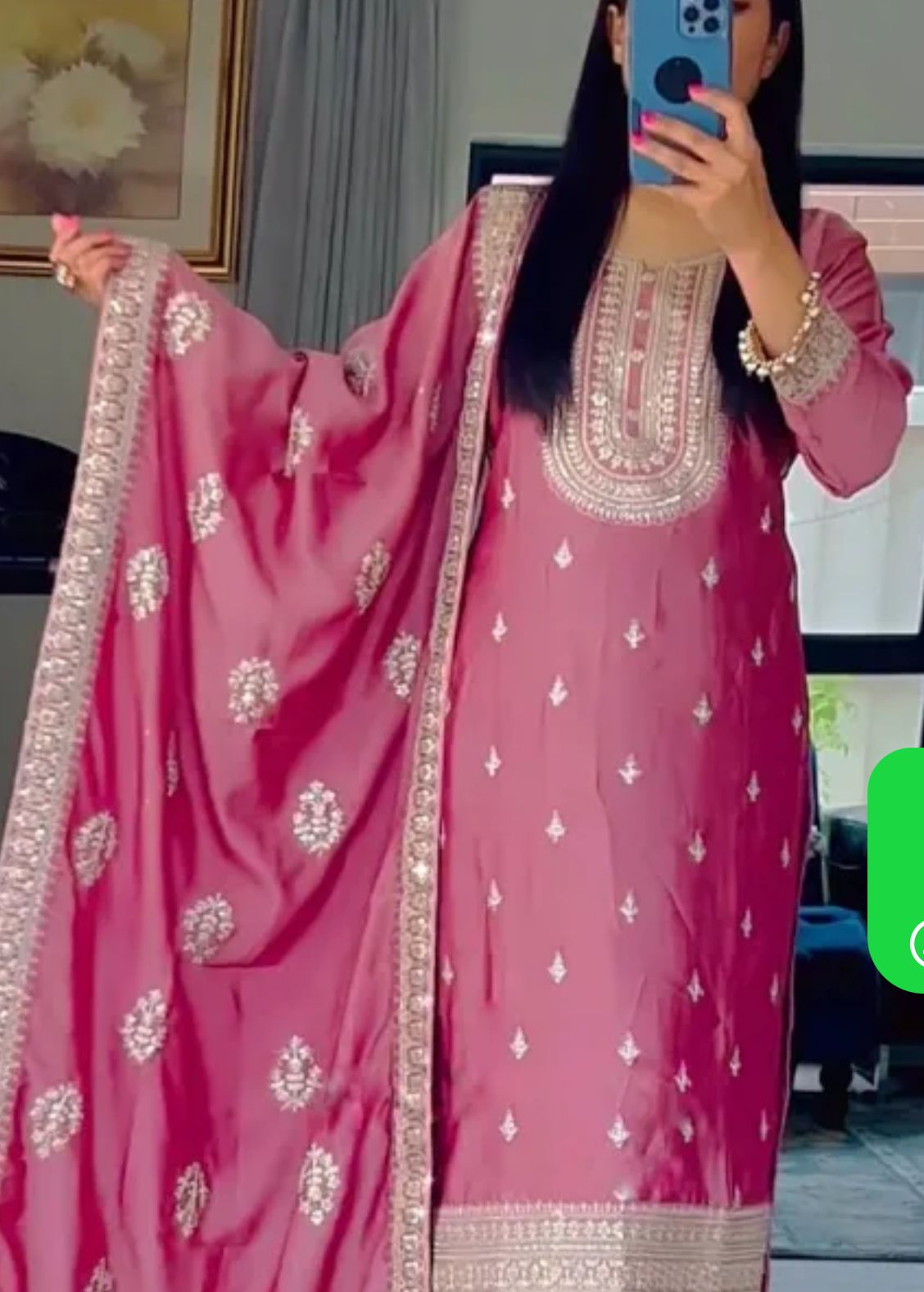 Pink Color Faux Georgette Embroidery Pant Suit in Munich