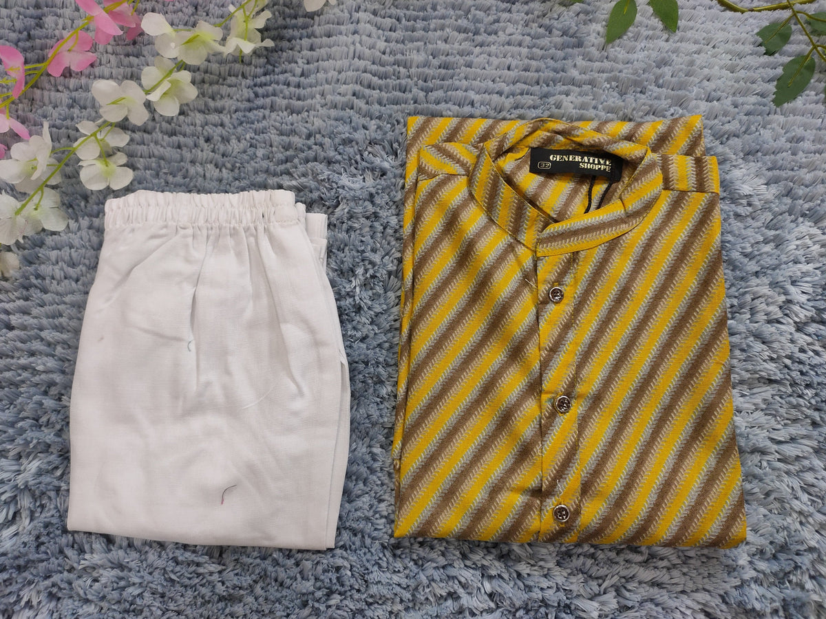 Boys Ethnic Motifs Printed Pure Cotton Kurta with Pyjamas in Munich