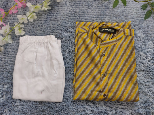 Boys Ethnic Motifs Printed Pure Cotton Kurta with Pyjamas in Munich