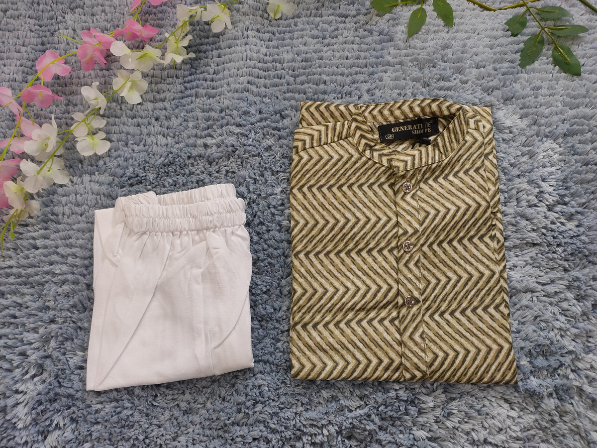 Boys Ethnic Motifs Printed Pure Cotton Kurta with Pyjamas in Munich
