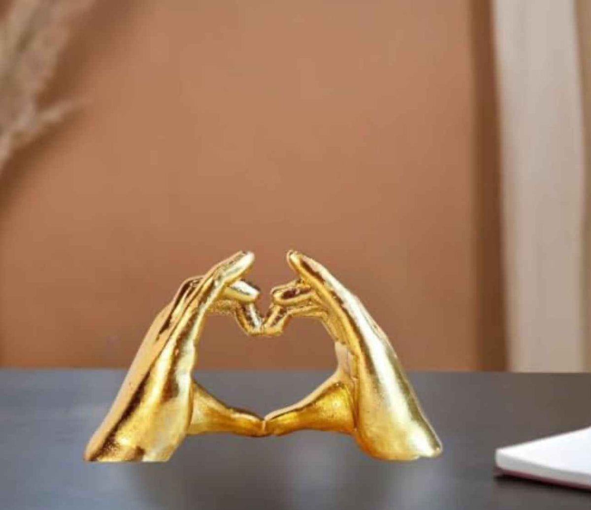 Golden Heart Shape Sculpture, Resin Showpiece in Munich