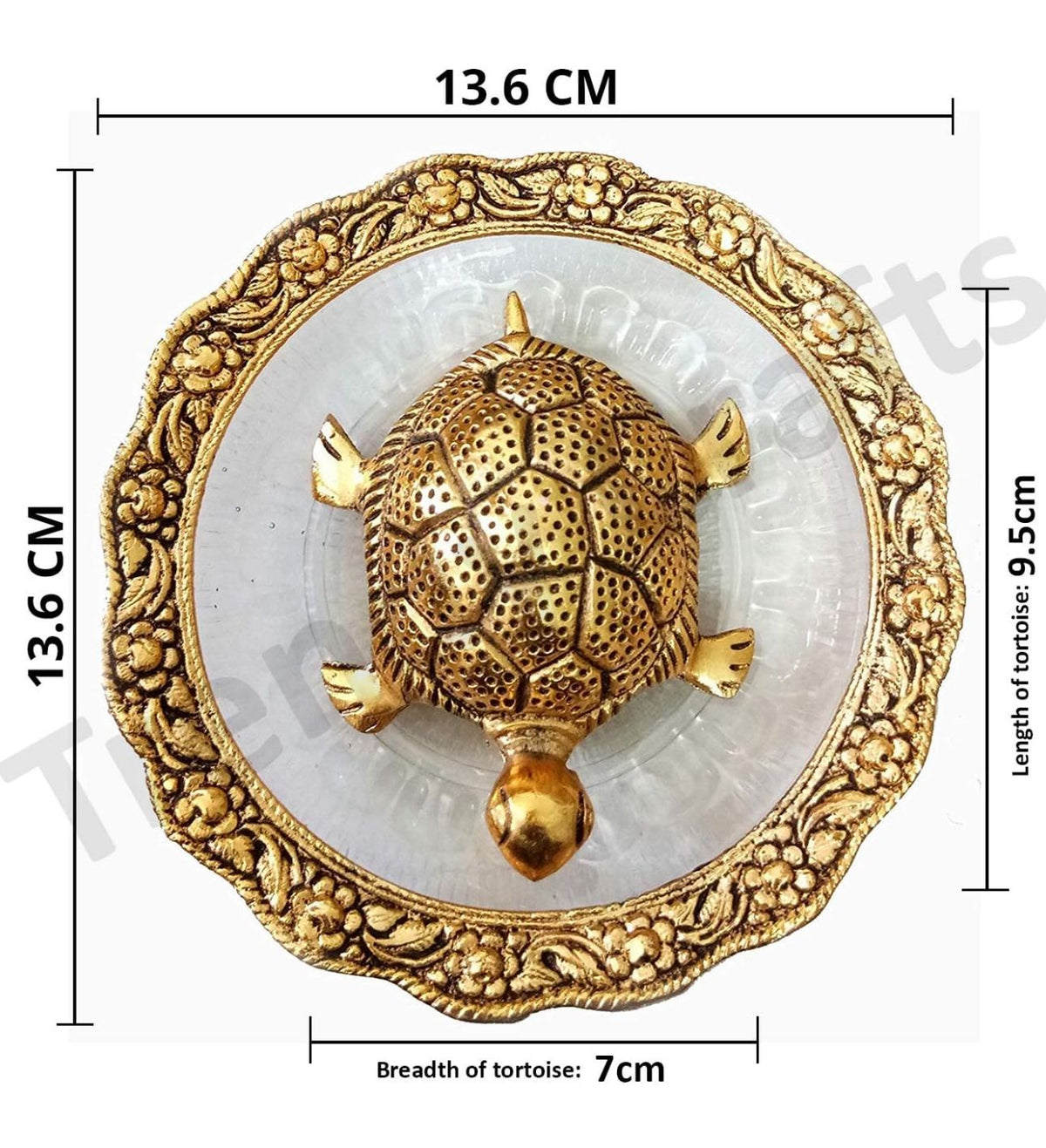 Metal Feng Shui Golden Tortoise on Glass Plate - 5.5 inches in Germany