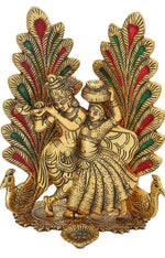 Peacock Design Radha Krishna Idol Showpiece with Diya for Puja and Home Decor in Berlin