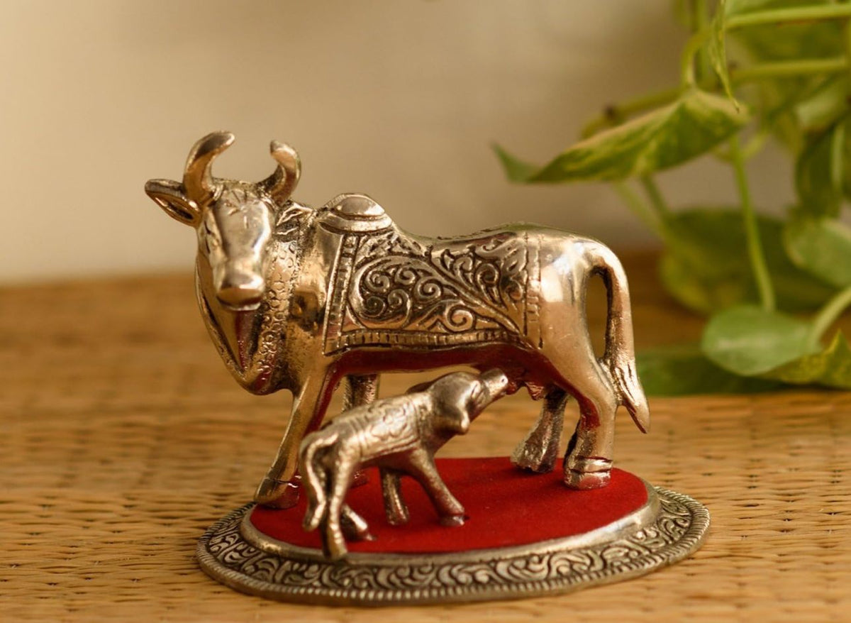 White Metal Cow and Calf in Munich