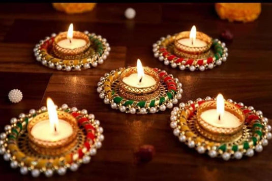 Multicolor Lines Handmade Diwali Diya \ Tea light Holders for Home Décor in Berlin