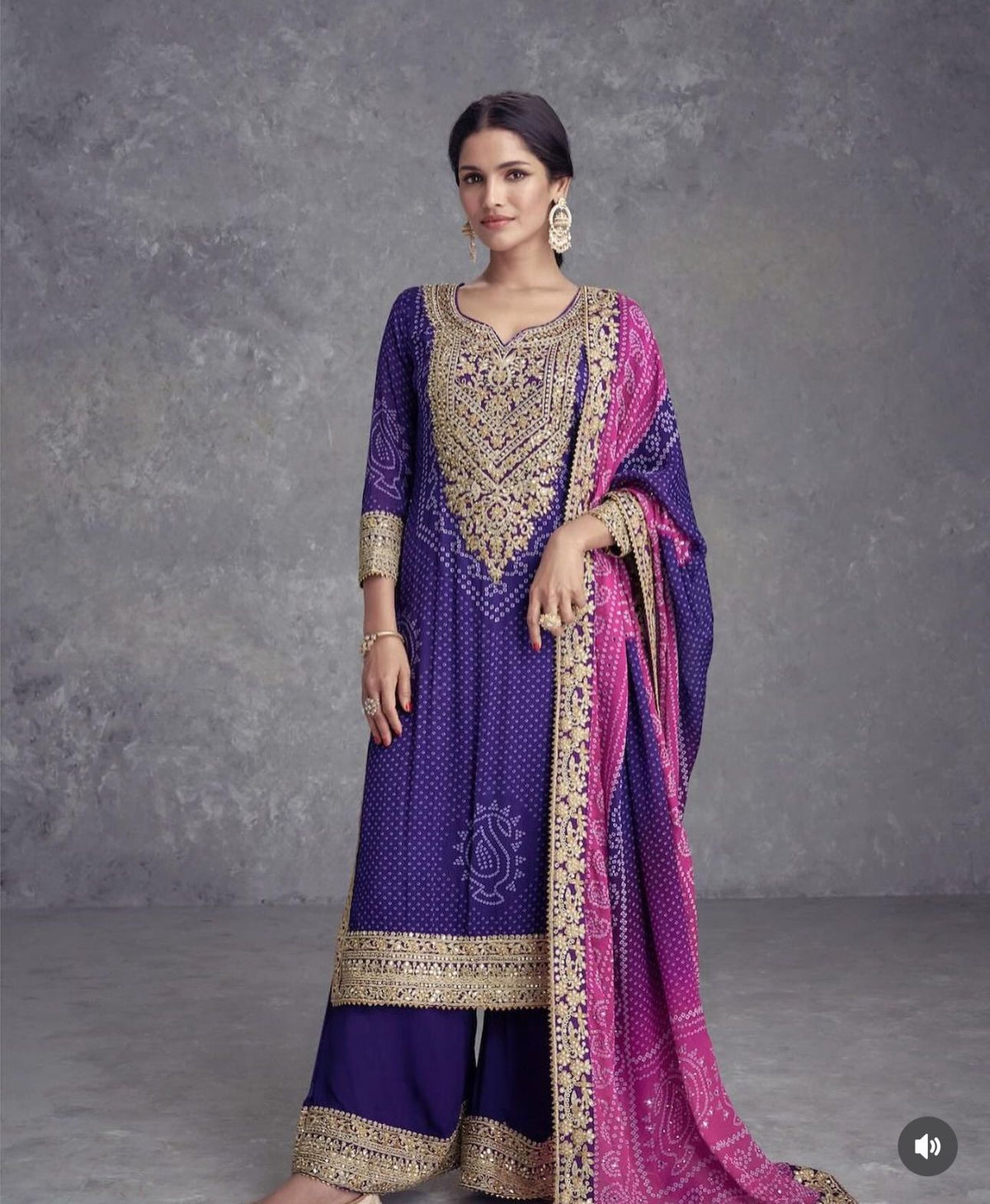 Exclusive Embroidered & Sequin Round Neck Chinnon Plazzo And Kurta in Berlin