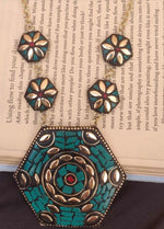 Afgani Boho Style Green Golden Long Chain Necklace for Women in Germany