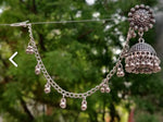 German Silver Ganpati Flower Stud Jhumki Ghunghru Earchain Earring in Munich
