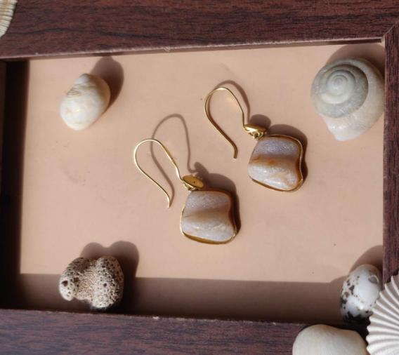 Mother of Pearl Gold Polish Silver Earrings in berlin