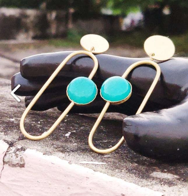 Turquoise Contemporary Handcrafted Drop Earrings in Berlin