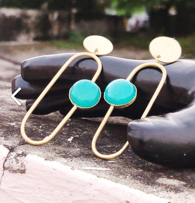 Turquoise Contemporary Handcrafted Drop Earrings in Berlin