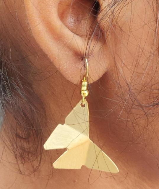 Gold toned Statement Brass Butterfly Dangle Fashion Earring in Germany