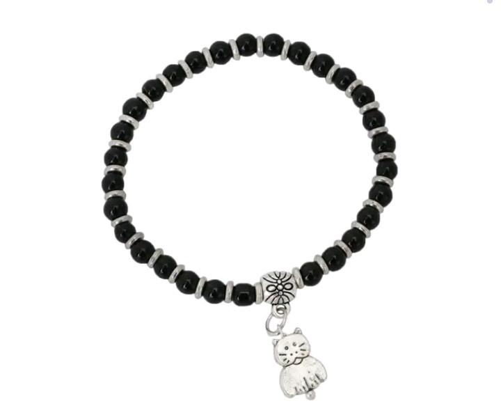 German silver Black Bead Silver Plated Designer Jhumki Charm Nazaria Bracelet in Berlin