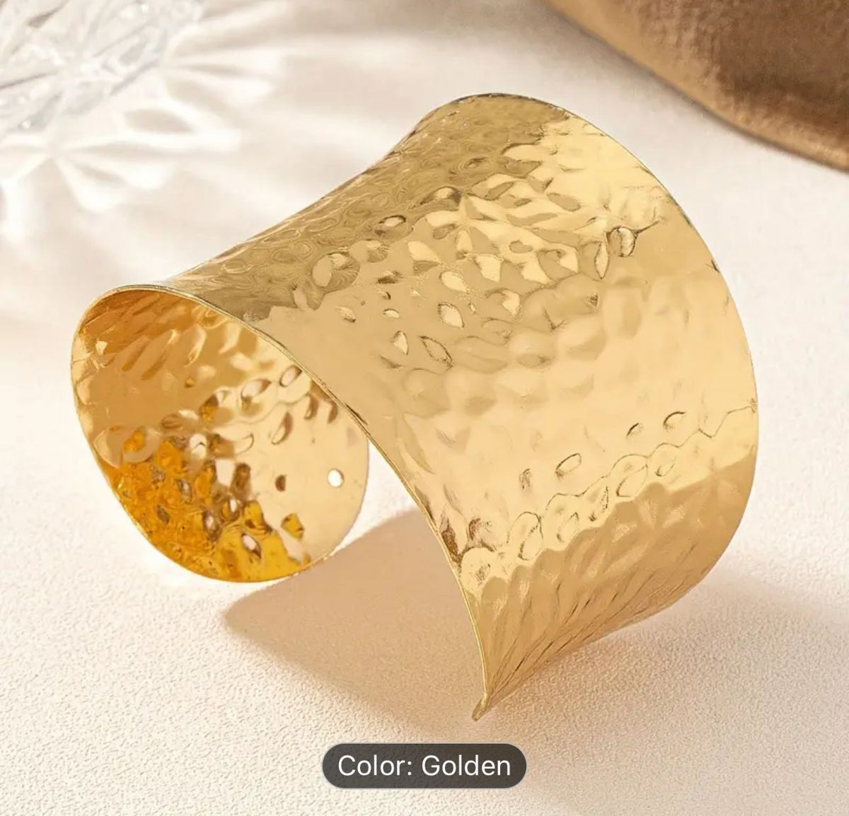 Hammered Wide Cuff Silver Gold Wrist Bracelet in Munich