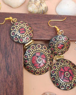 Handcrafted Handmade Antique Multicolor Round Shaped Double Layer Laq Earrings in Berlin