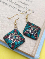 Handcrafted Handmade Antique Multicolor Kite Shaped Laq Earrings in Germany