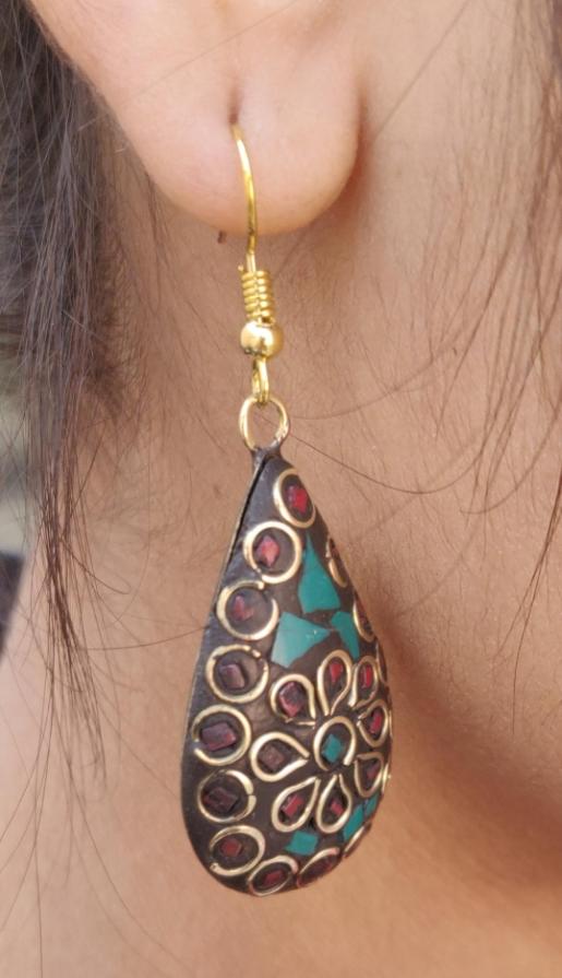 Tibetan Boho Style Light Weight Drop Shape Earring in Berlin