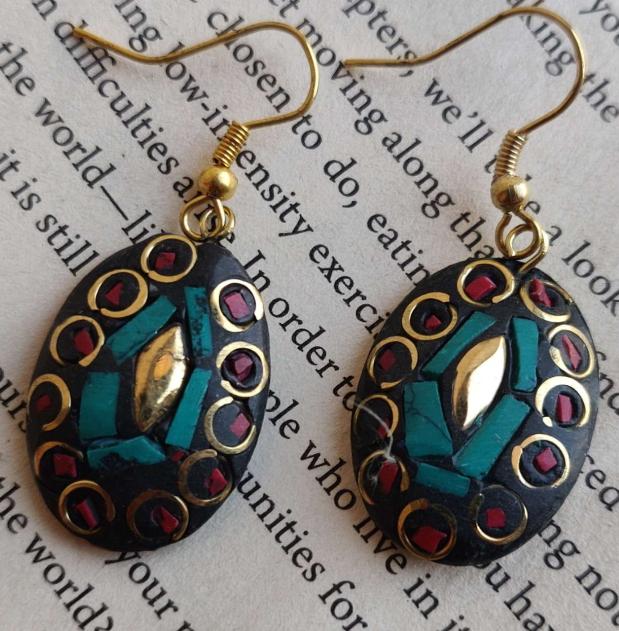Oval Shape Vintage Handmade Laq Earring for Women and Girls in Berlin