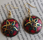 Handcrafted Handmade Antique Multicolor Round Shaped Laq Earrings in Berlin