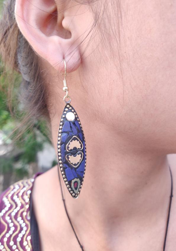 Designer Laqwork Brass Metal Lightweight Earrings in Berlin