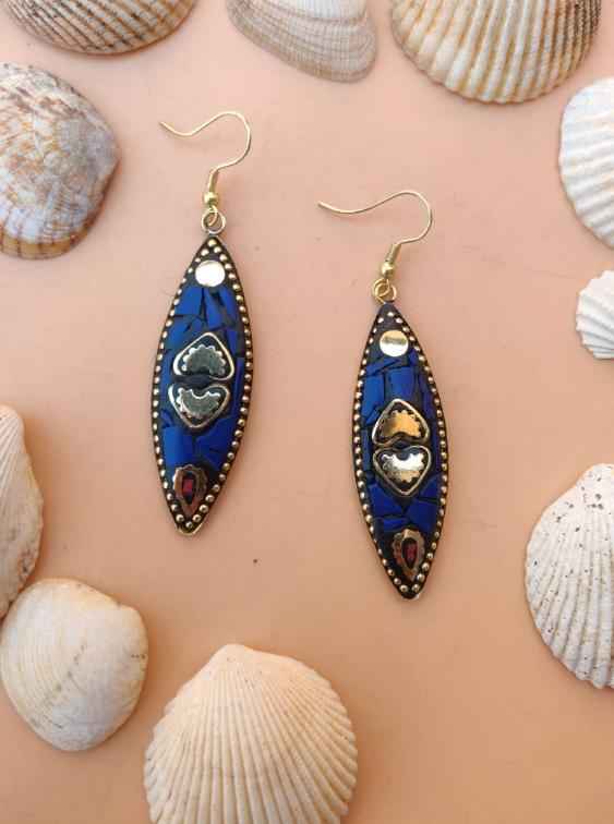 Designer Laqwork Brass Metal Lightweight Earrings in Berlin