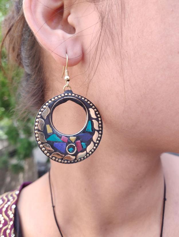 Brass Base Tibetan Earrings in Berlin