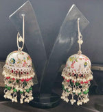 Designer Handpainted Meenakari Work Pearl Tessel Jhumka Hook Earrings in Berlin