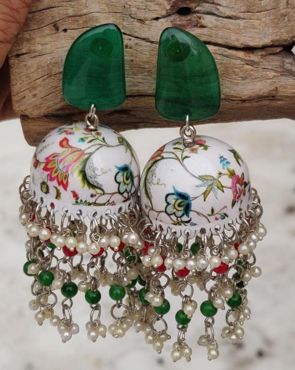 Designer Handmade Meenakari Work Jhumki Women and Girls in Munich