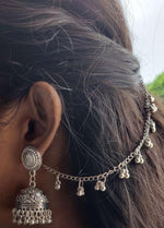 Silver Oxidized Stud Jhumka Earrings with Ghungroo Earchain for Women and Girls in Germany