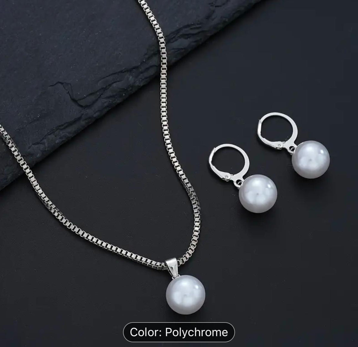 STYLISG PEARL SILVER PLATED CHAIN AND EARRINGS IN BERLIN