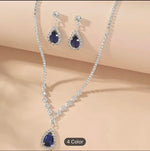 Unique trendy Style Blue Necklace and Earrings For Women