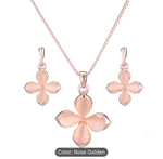 Pink Four Leaf Clover Opal Pendant Necklace & Earrings Jewelry Set in Germany